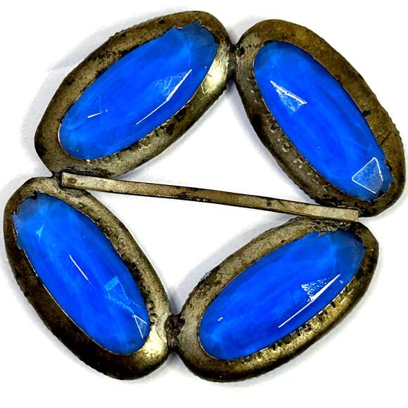 Antique Sapphire Blue Czech Glass‎ Sash Belt Buckle main image 7